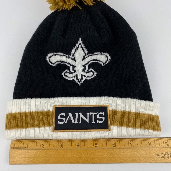 Budweiser New Orleans Saints Beanie Toque with Pompom Navy & White Winter Hat - Picture 6 of 6